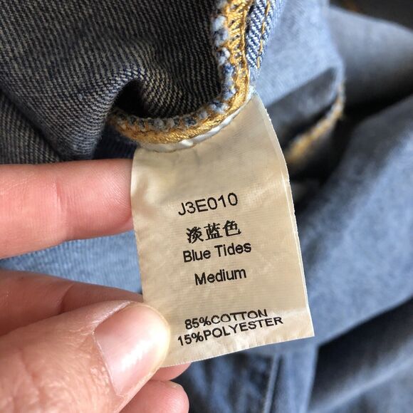 Womens Denim Bib Overalls Size Med Pockets Med Wash Wide Leg - Picture 2 of 5